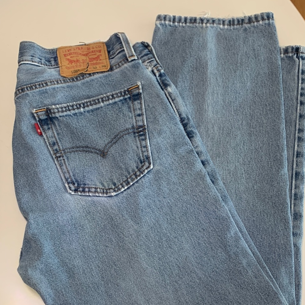 Levi's 505 Light Wash Straight Jeans 100% Cotton Distressed 33x30